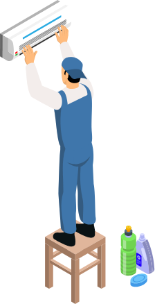 エアコンを掃除しているイラスト