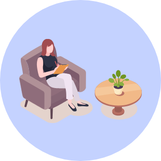 ソファでくつろぐ女性のイラスト