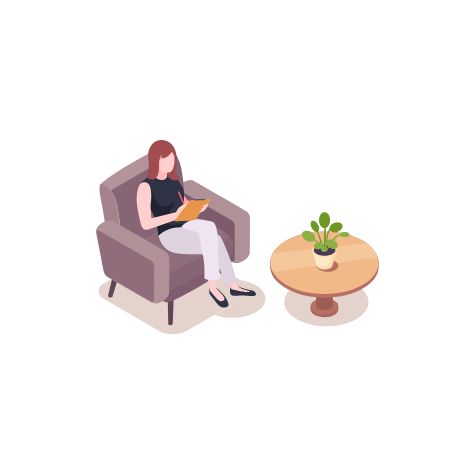 ソファでくつろぐ女性のイラス
